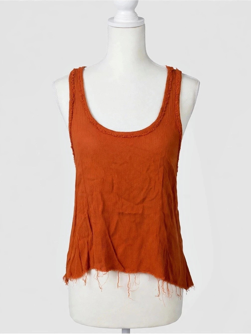 Raw Edge Tank Orange Tank Top